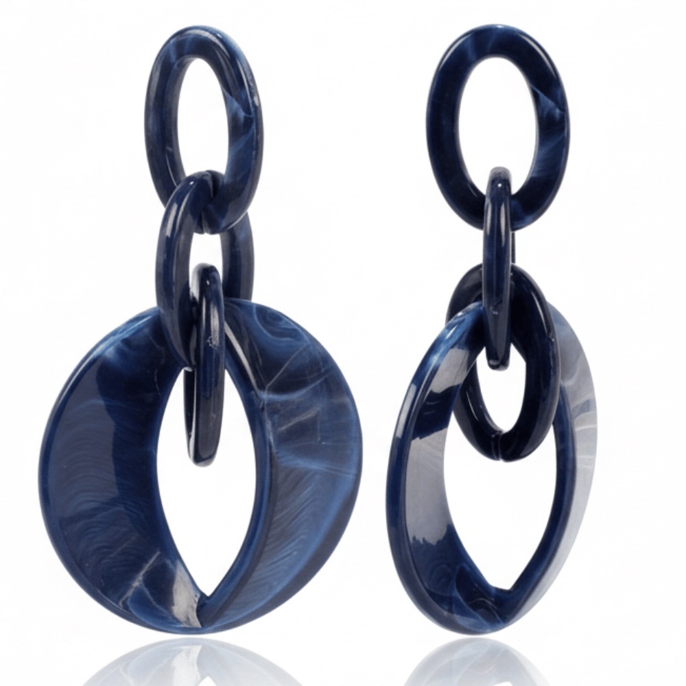 Womens Interlocking‎ Acrylic Blue Hoop Earrings